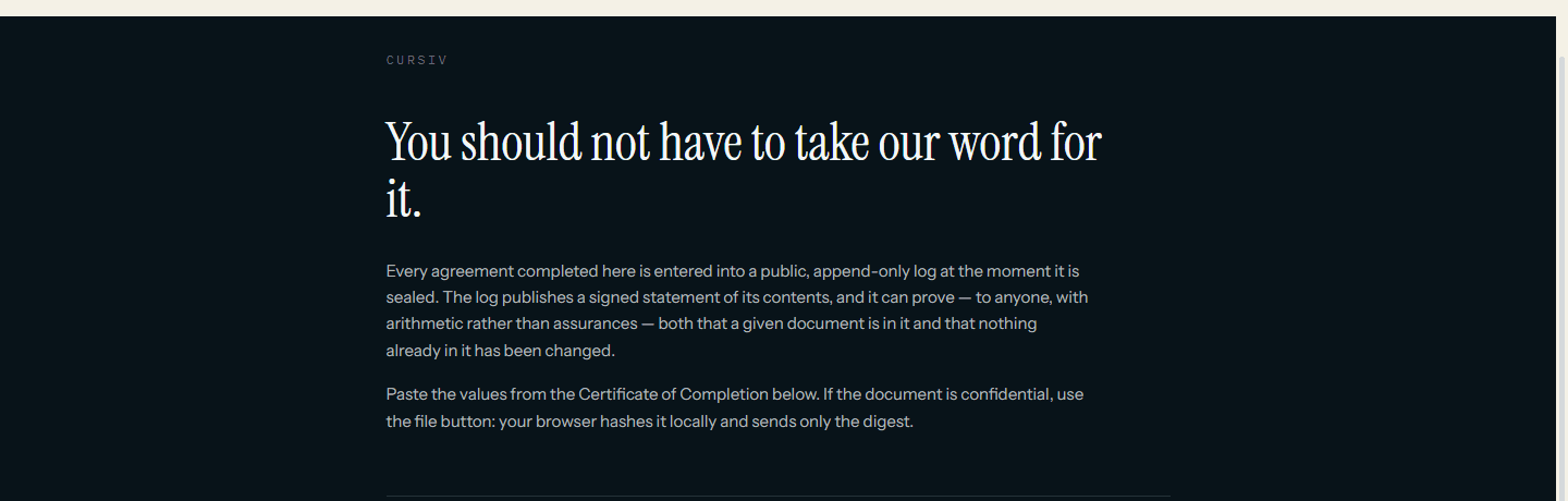 The public verification page: "You should not have to take our word for it."